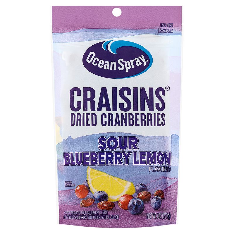 Ocean Spray Craisins Sour Blueberry Lemon Flavored Dried Cranberries, 6 oz