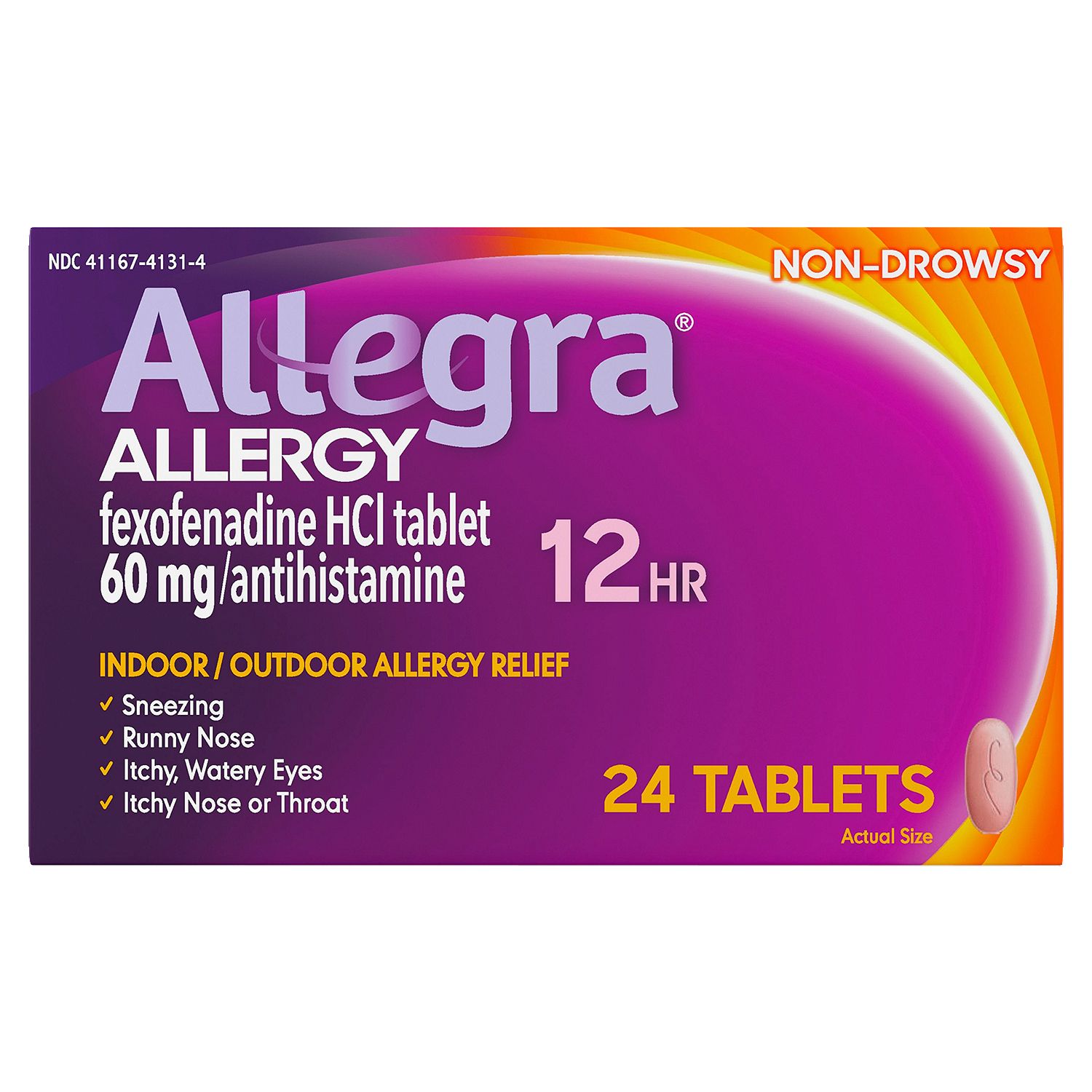 Allegra 12Hr Non-Drowsy Indoor / Outdoor Allergy Relief Tablets, 24 count