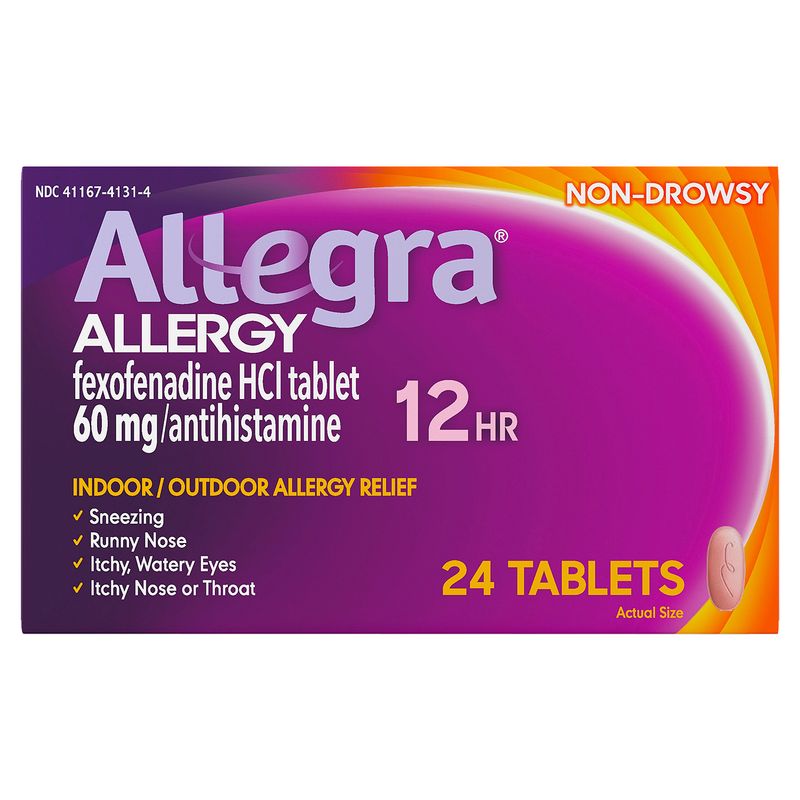 Allegra 12Hr Non-Drowsy Indoor / Outdoor Allergy Relief Tablets, 24 count