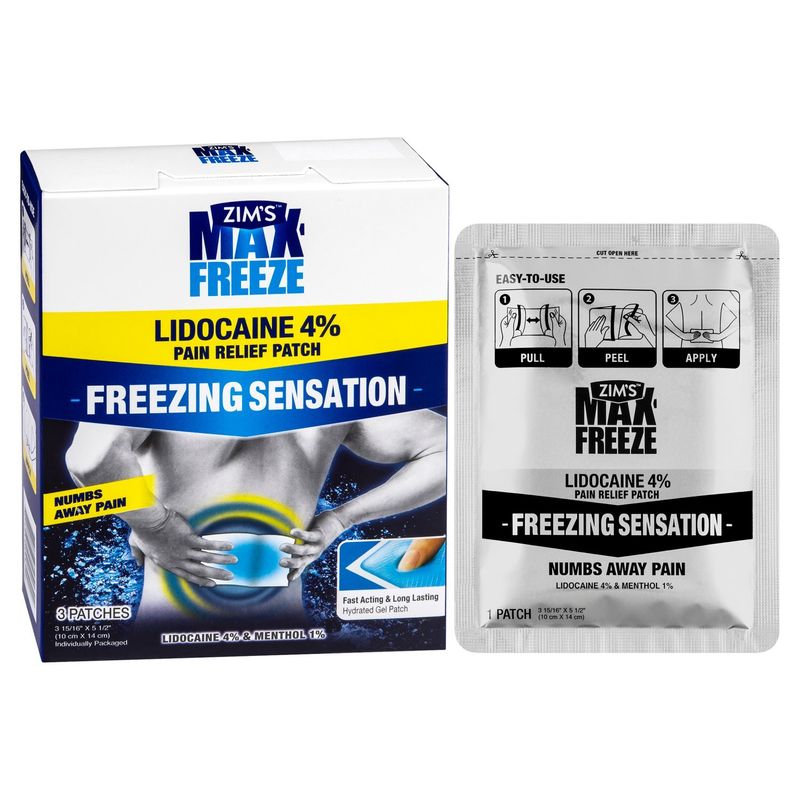 Zim's Max Freeze Lidocaine 4% Pain Relief Patches, 3 count