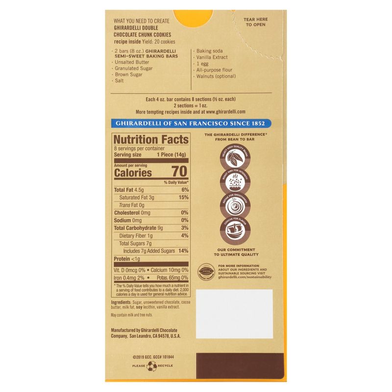 GHIRARDELLI Premium Baking Bar Semi-Sweet Chocolate - 4 oz.