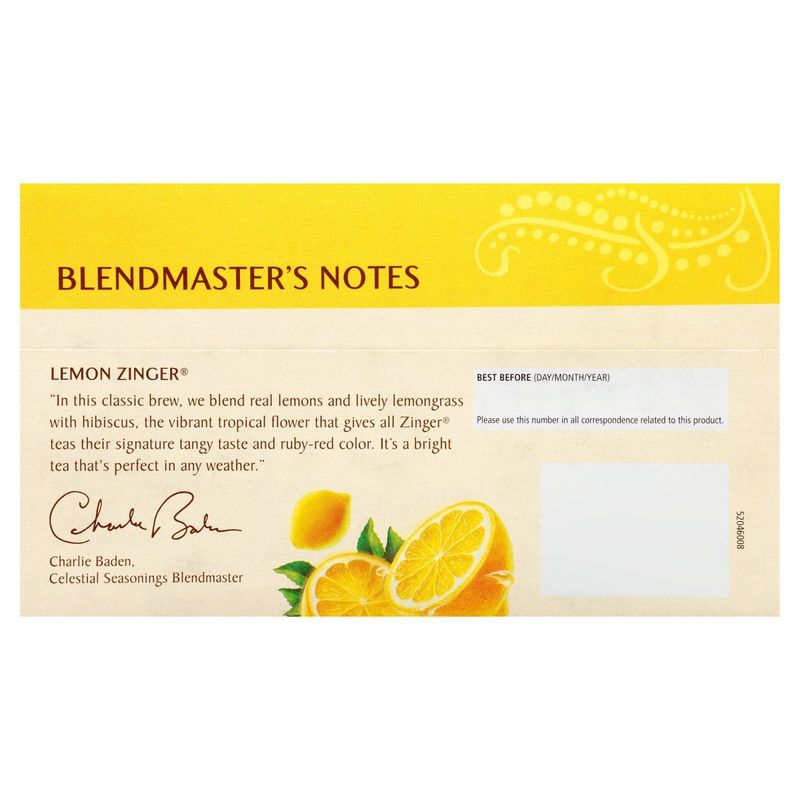 Celestial Seasonings Lemon Zinger Caffeine Free Herbal Tea 20ct