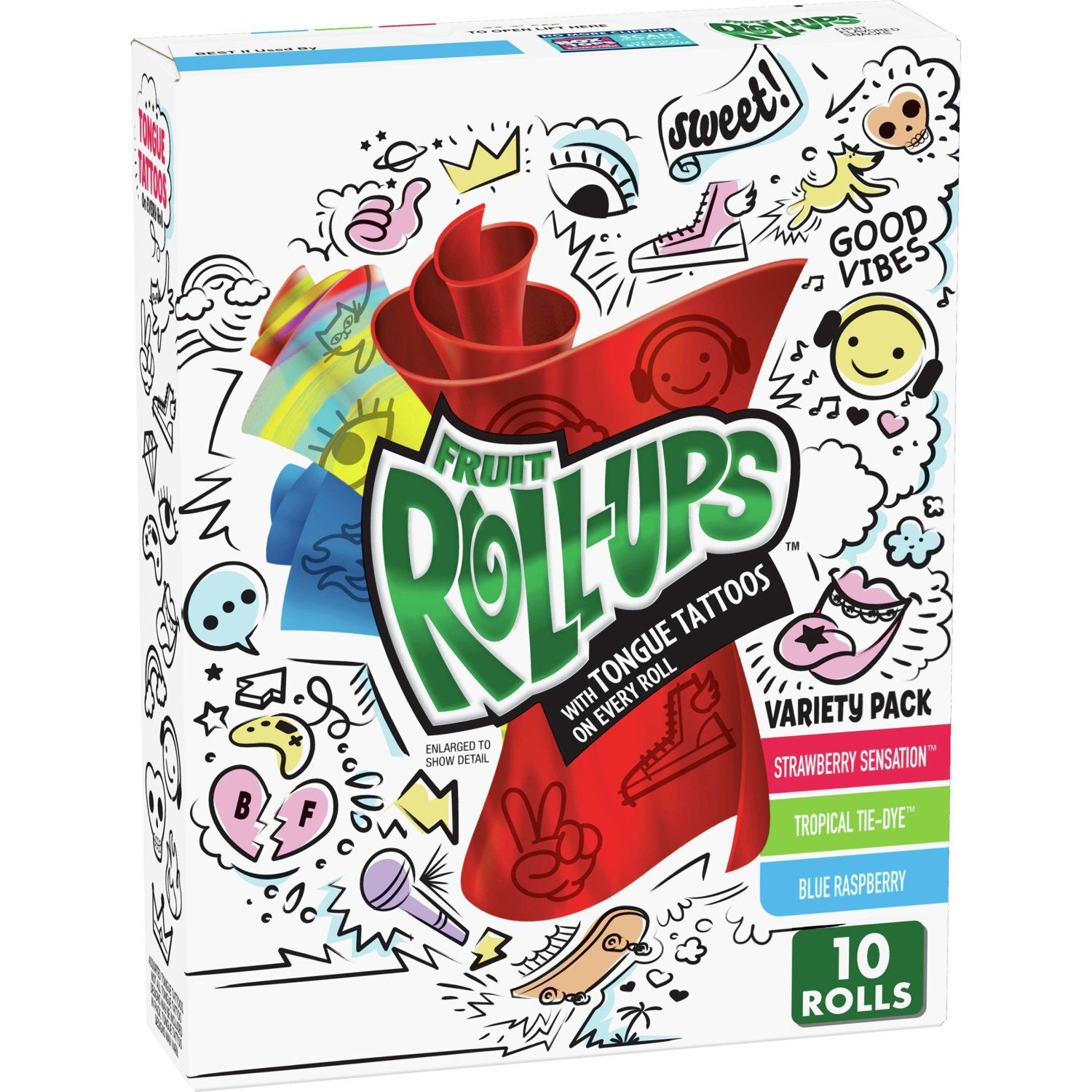 Fruit Roll-Ups Fruit Flavored Snacks Variety Pack, 0.5 oz, 10 count
