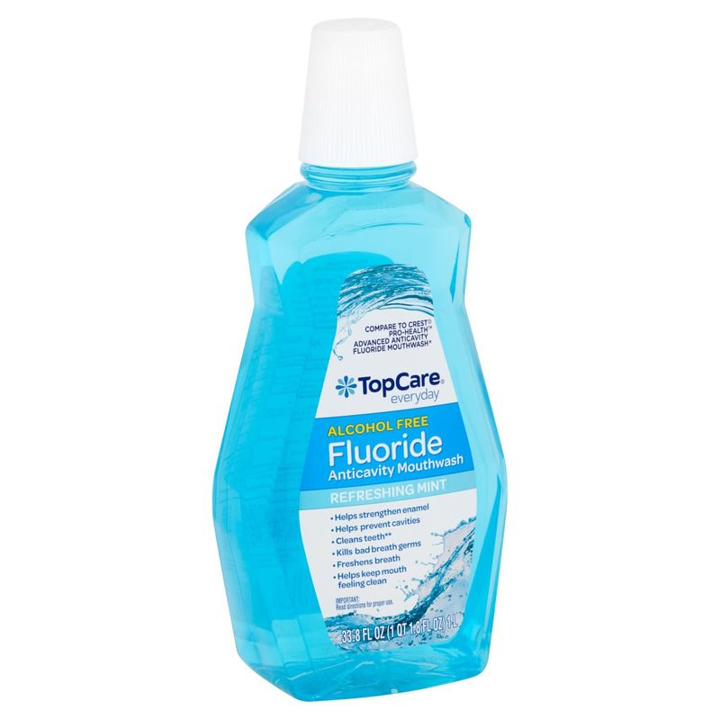 TopCare Everyday Alcohol Free Refreshing Mint Fluoride Anticavity Mouthwash, 33.8 fl oz