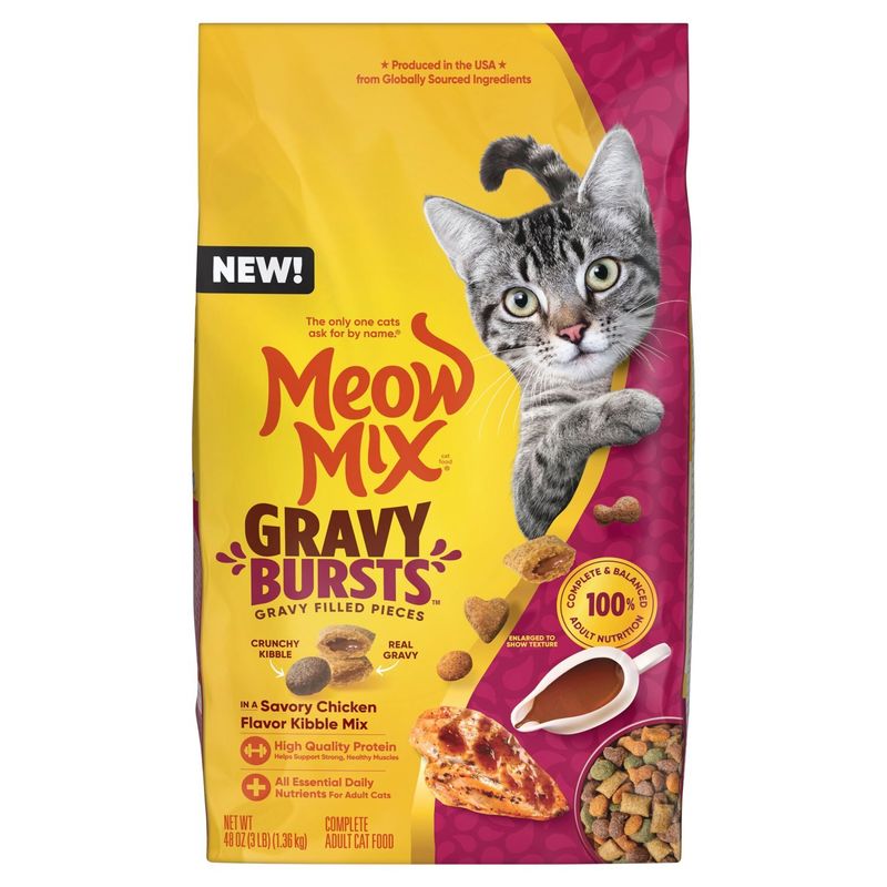 Meow Mix Gravy Bursts Complete Adult Cat Food, 48 oz