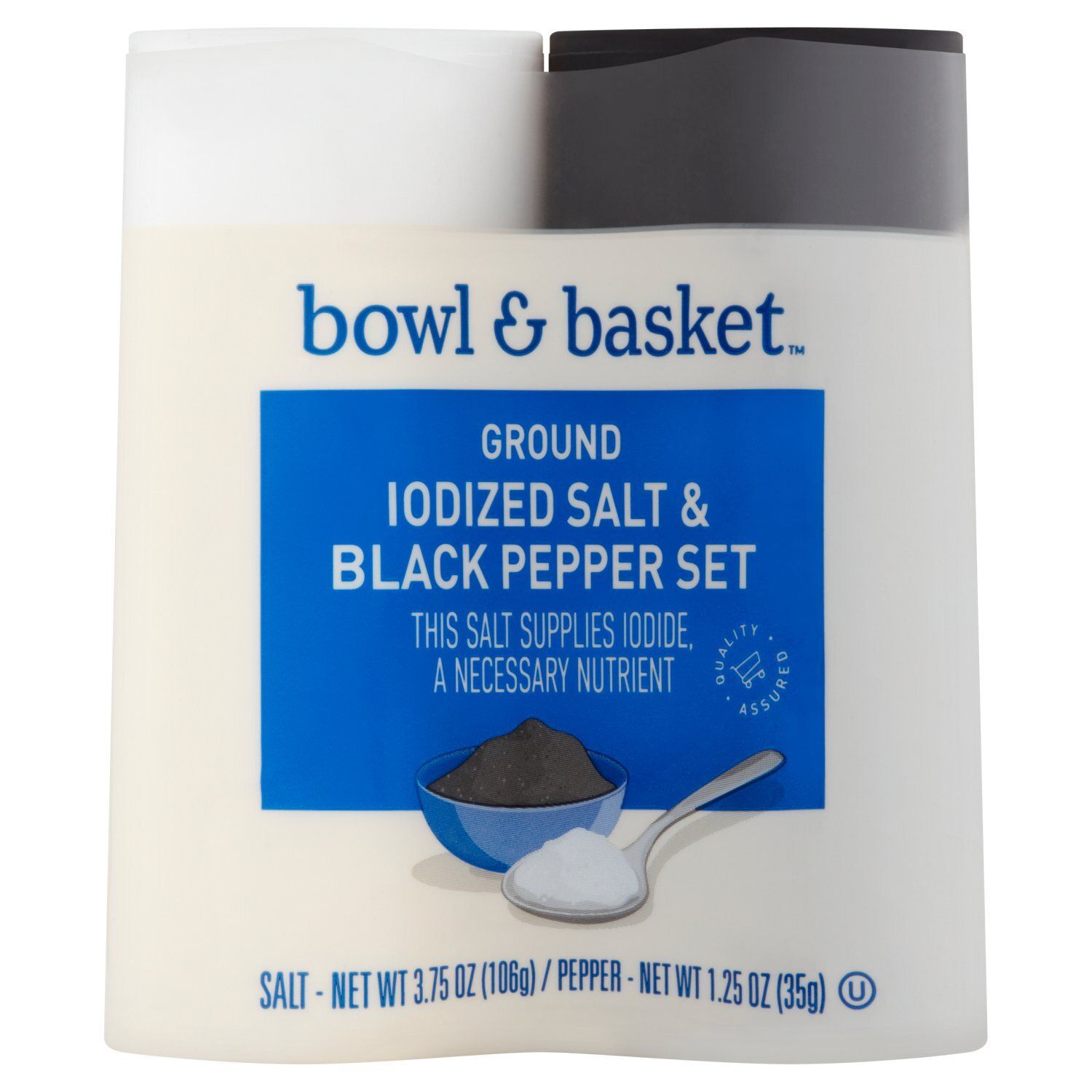 Bowl &amp; Basket Ground Iodized Salt &amp; Black Pepper Set