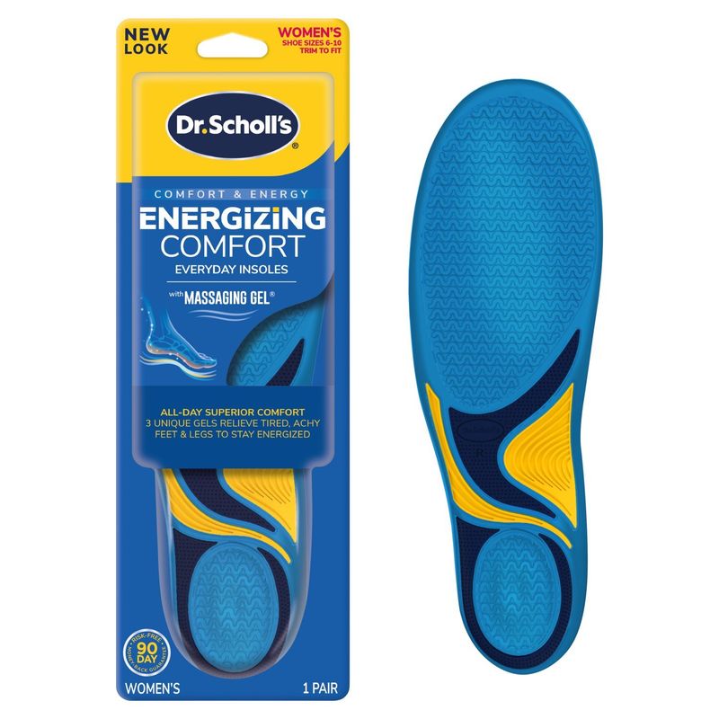 Dr. Scholl's Women's Energizing Comfort Everyday Insoles with Massaging Gel, Shoe Sizes 6-10, 1 pair