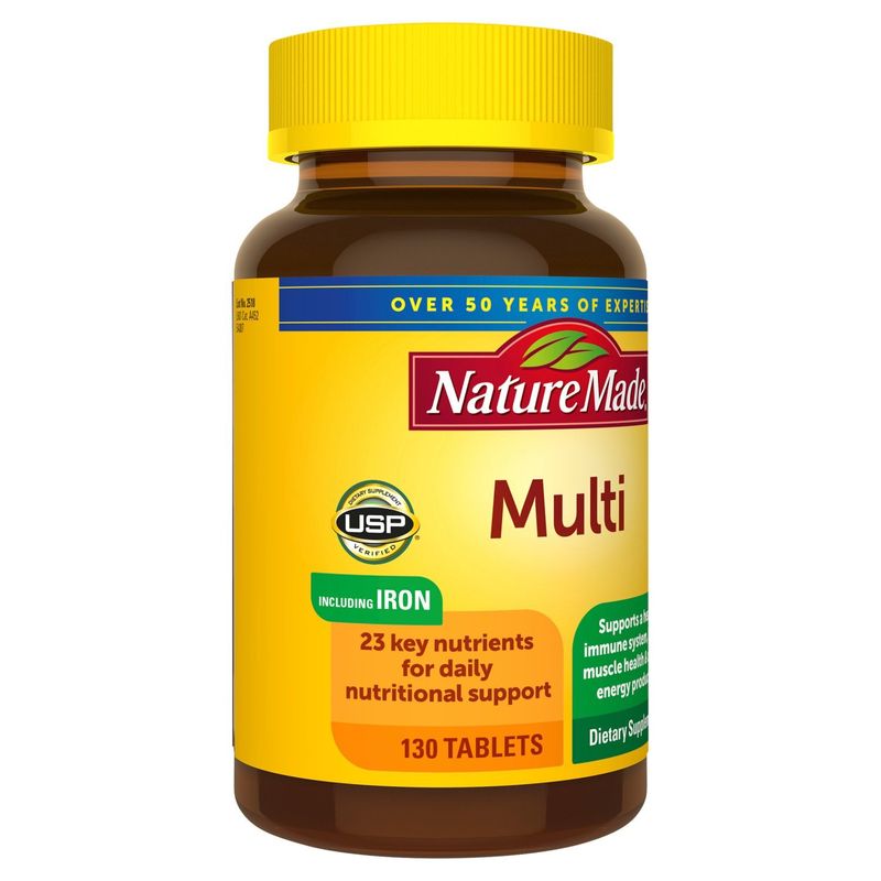 Nature Made Multivitamin Tablets with Iron, 130 Count