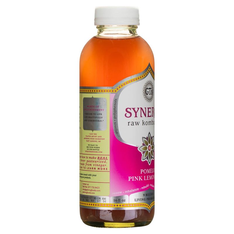 GT's Synergy Pomelo Pink Lemonade Raw Kombucha, 16 fl oz