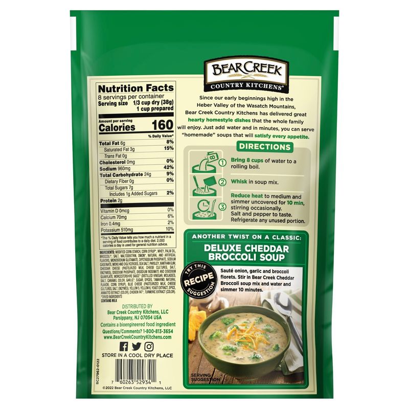 Bear Creek Country Kitchens Cheddar Broccoli Soup Mix Family Size, 10.6 oz