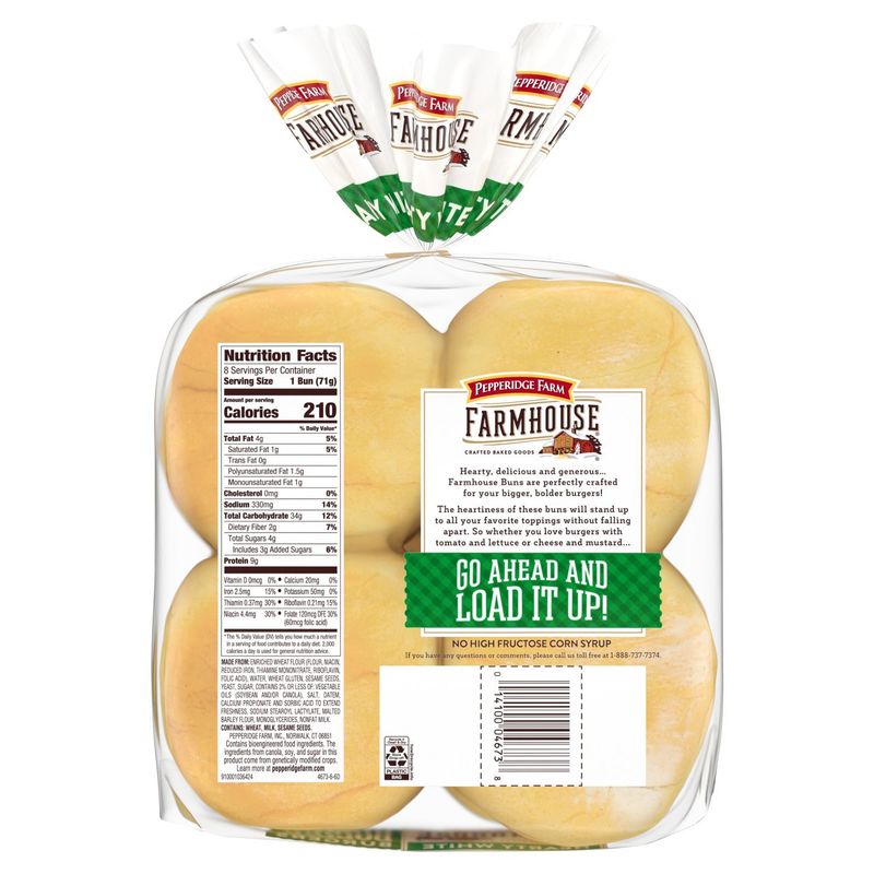 Pepperidge Farm Farmhouse Hearty White Buns, 8 count, 20 oz