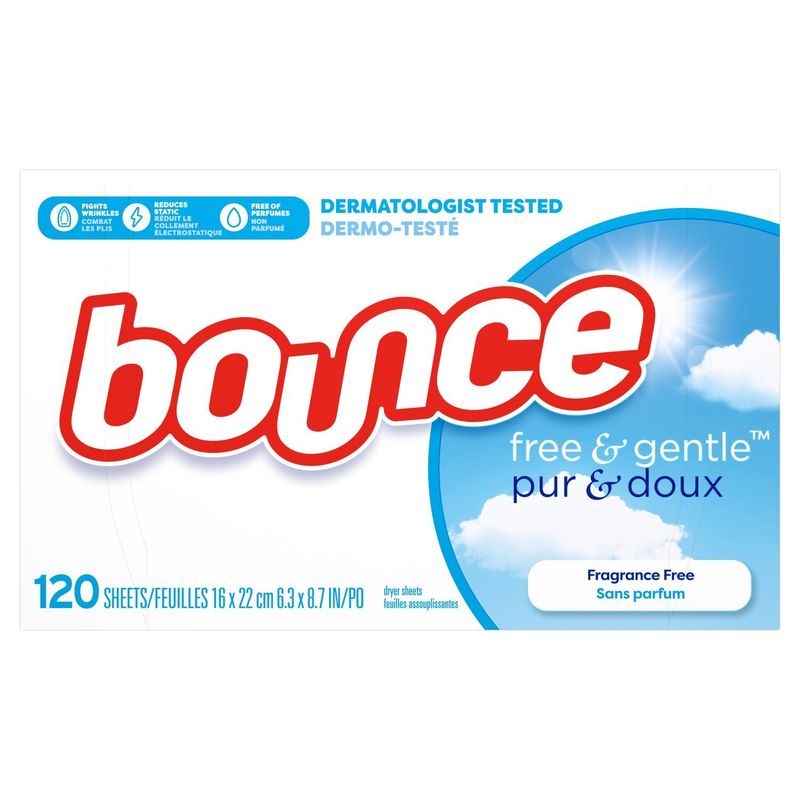 Bounce Free &amp; Gentle Dryer Sheets, Unscented, 120 Count
