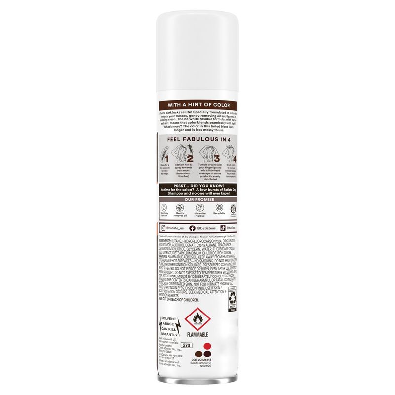 Batiste Dark Hair Dry Shampoo, 3.81 oz