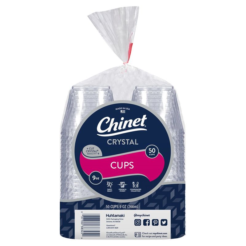 Chinet 9 oz Crystal Cups, 50 count