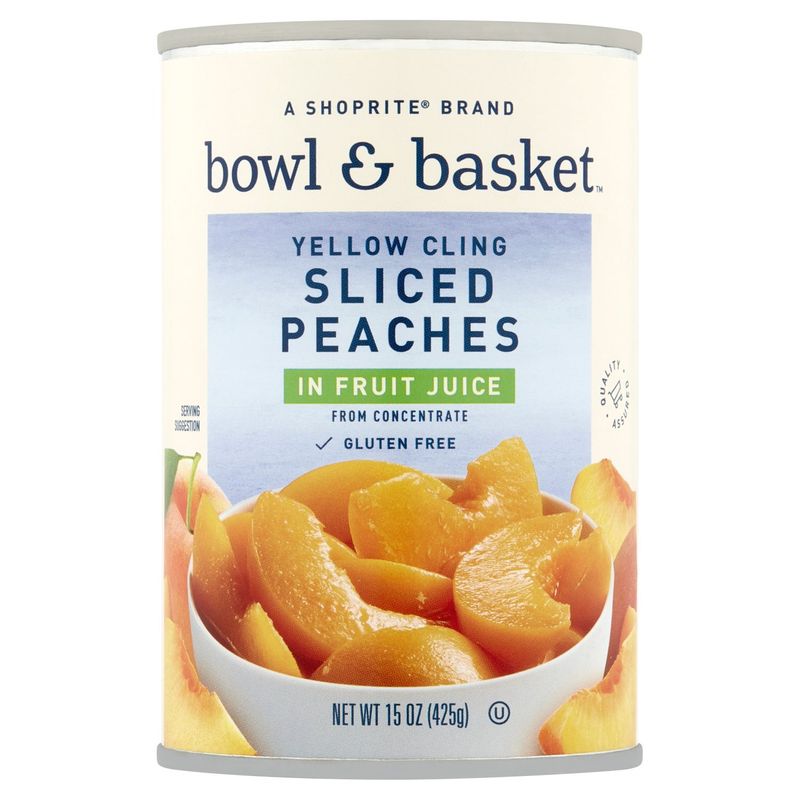 Bowl &amp; Basket Yellow Cling Sliced Peaches in Fruit Juice, 15 oz