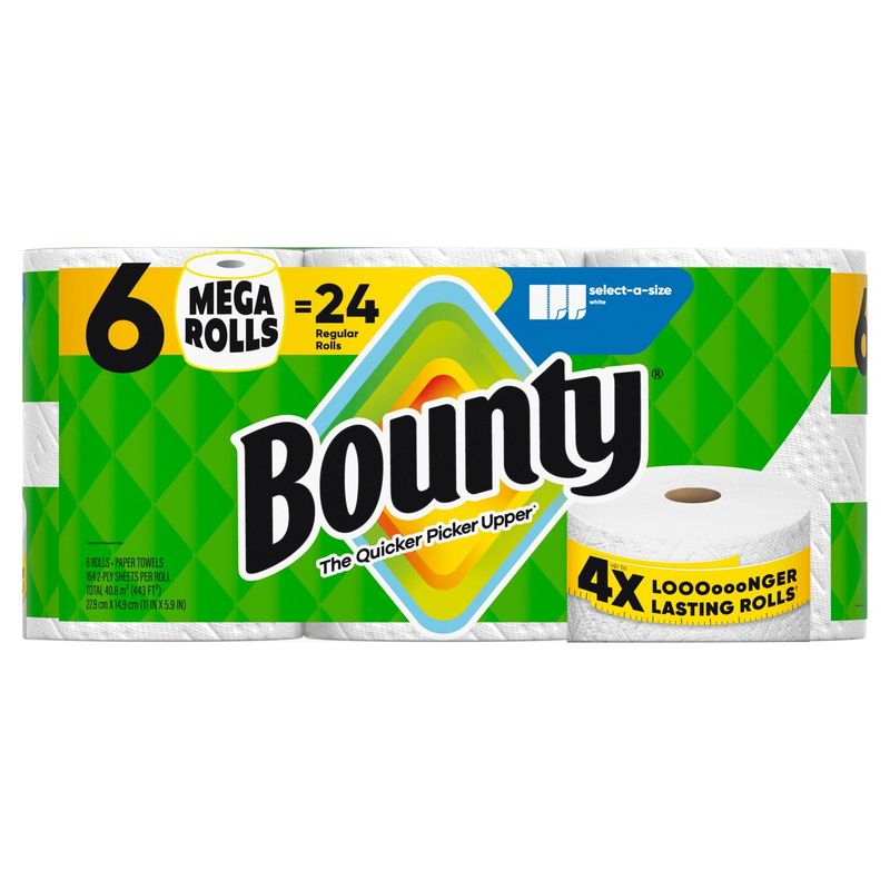 Bounty Mega Paper Towel Rolls, 6 count