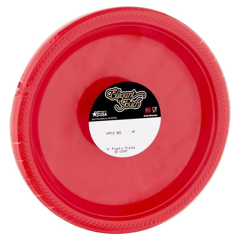 Elegant Touch Apple Red 9" Plastic Plates, 20 count