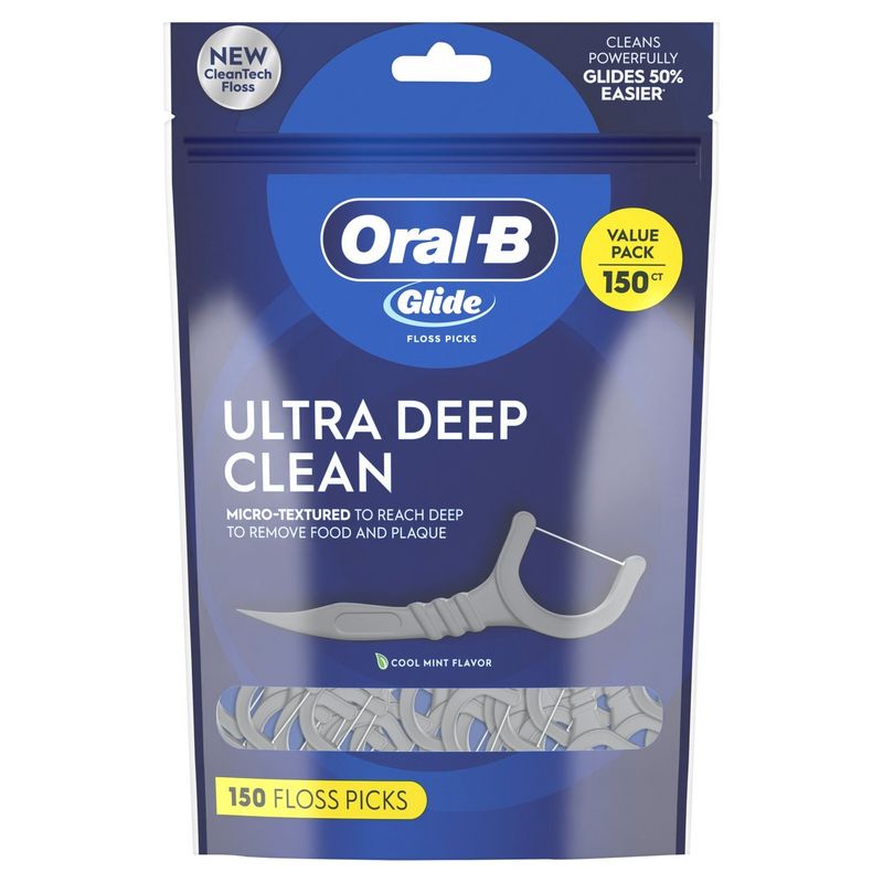 Oral-B Glide Cool Mint Flavor Ultra Deep Clean Floss Picks Value Pack, 150 count