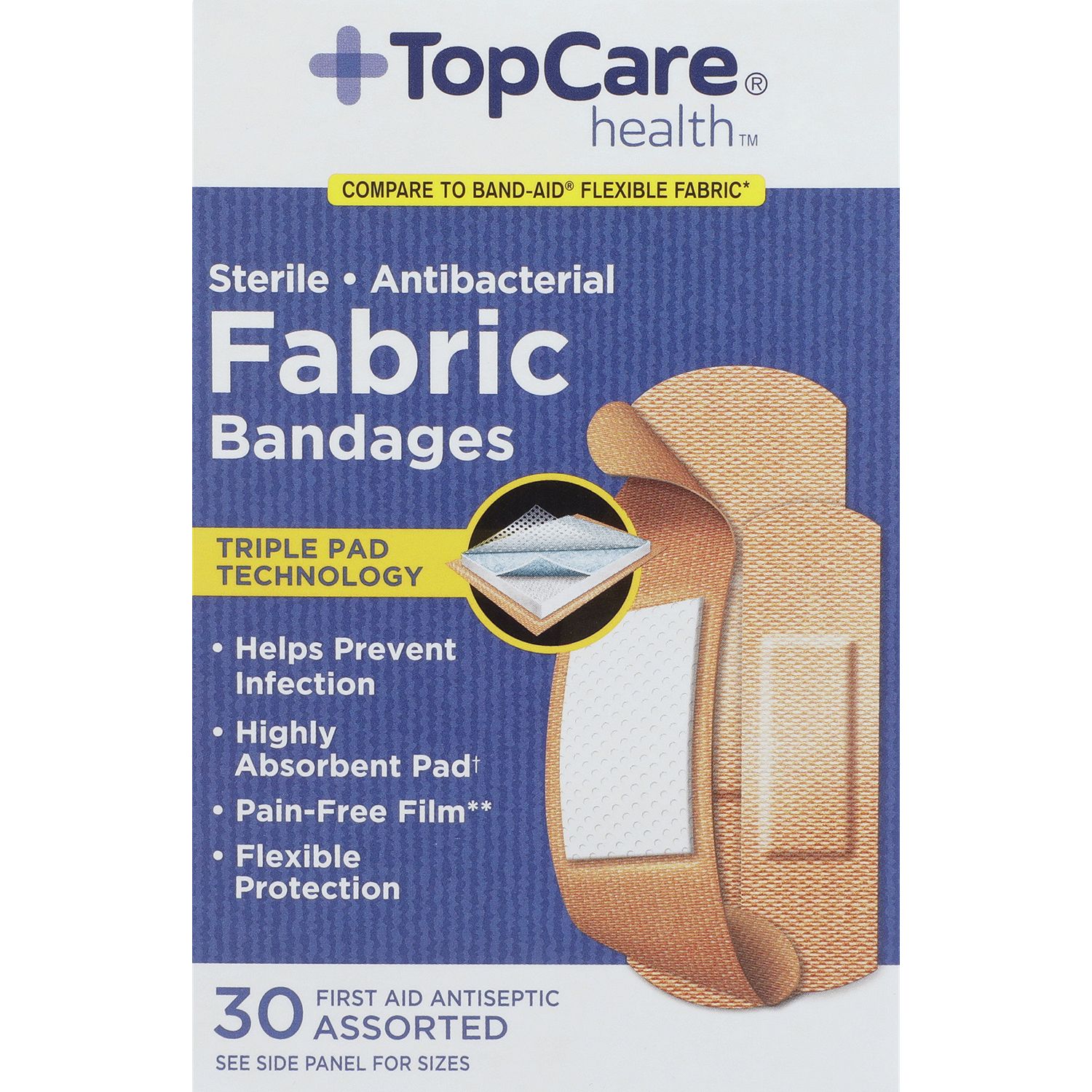 TopCare Antibacterial Flex Bandage, 30 each