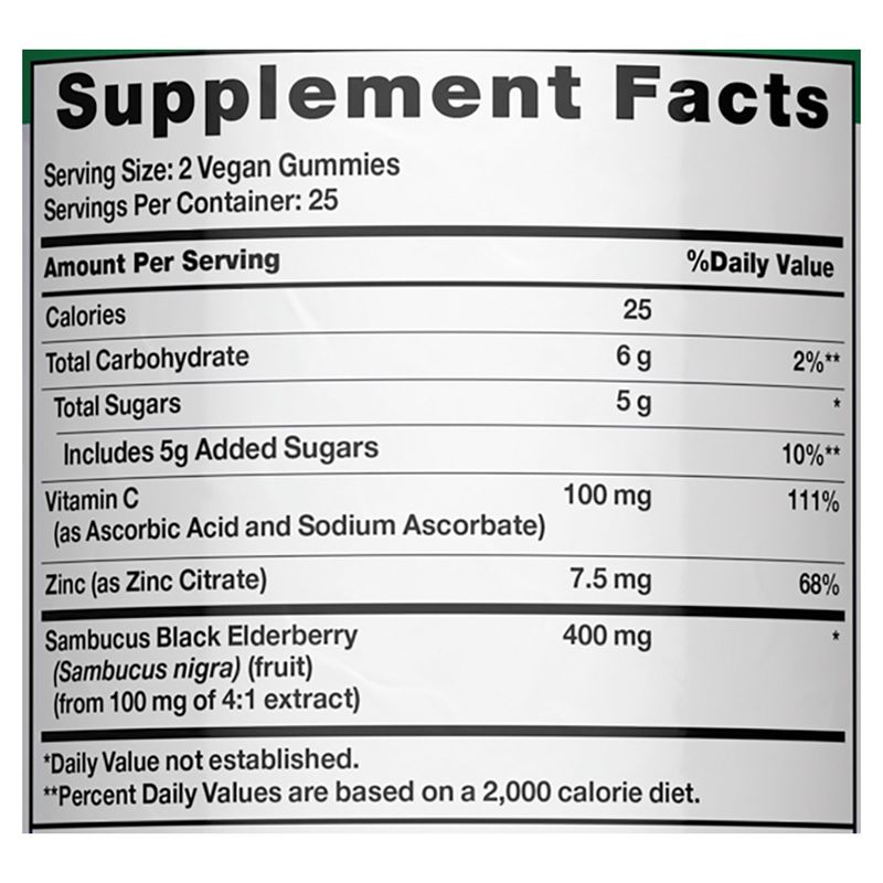 Nature's Truth Sambucus Elderberry Gummies + Vitamin C, Zinc Dietary Supplement, 50 count