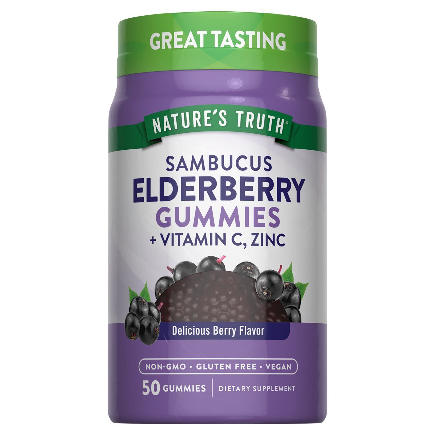 Nature's Truth Sambucus Elderberry Gummies + Vitamin C, Zinc Dietary Supplement, 50 count