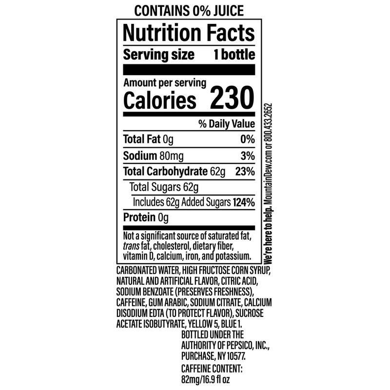 Mountain Dew Baja Blast Soda Tropical Lime 16.9 Fl Oz, 6 Count