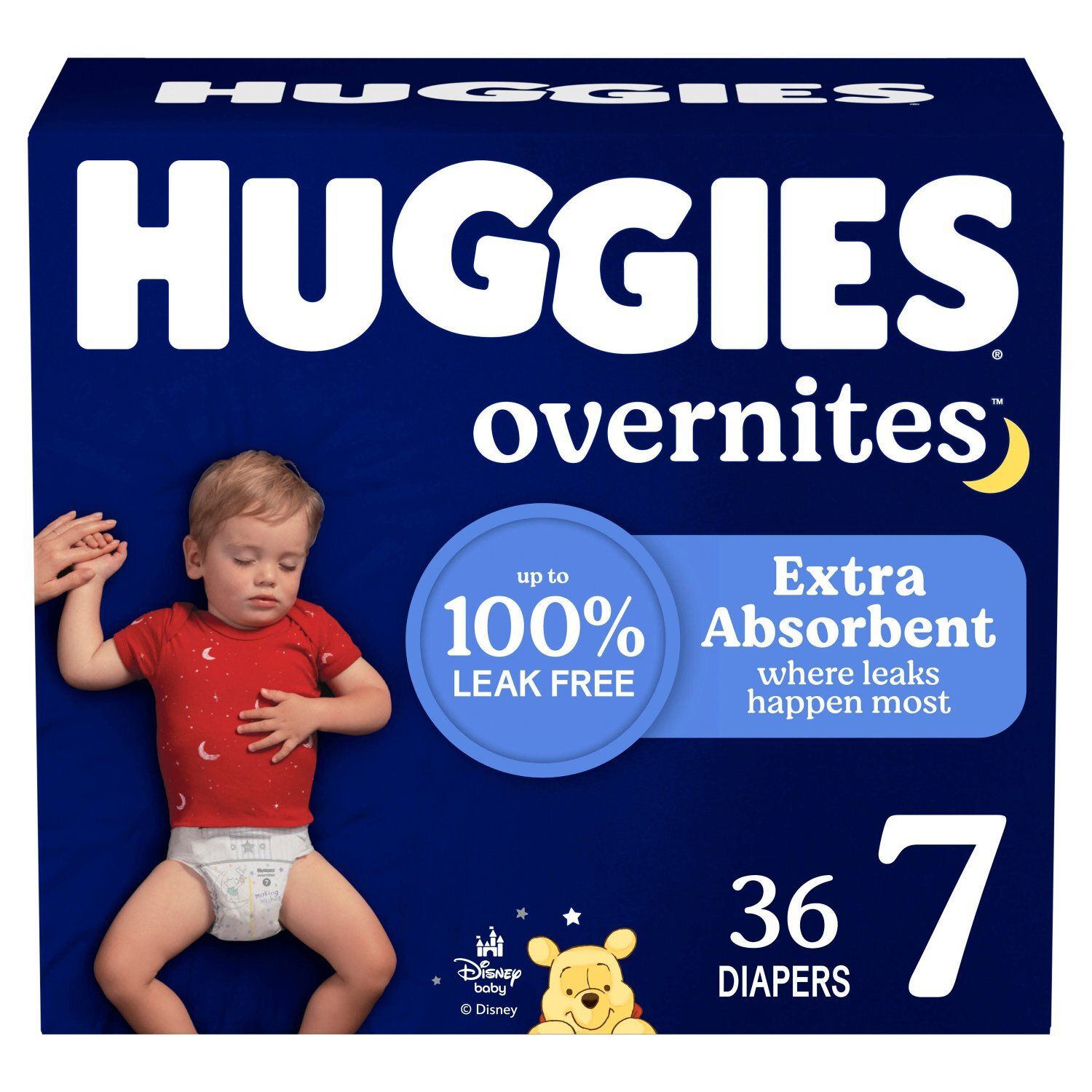 Huggies Overnites Disney Baby Overnight Diapers, Size 7, Over 41 lb, 36 count