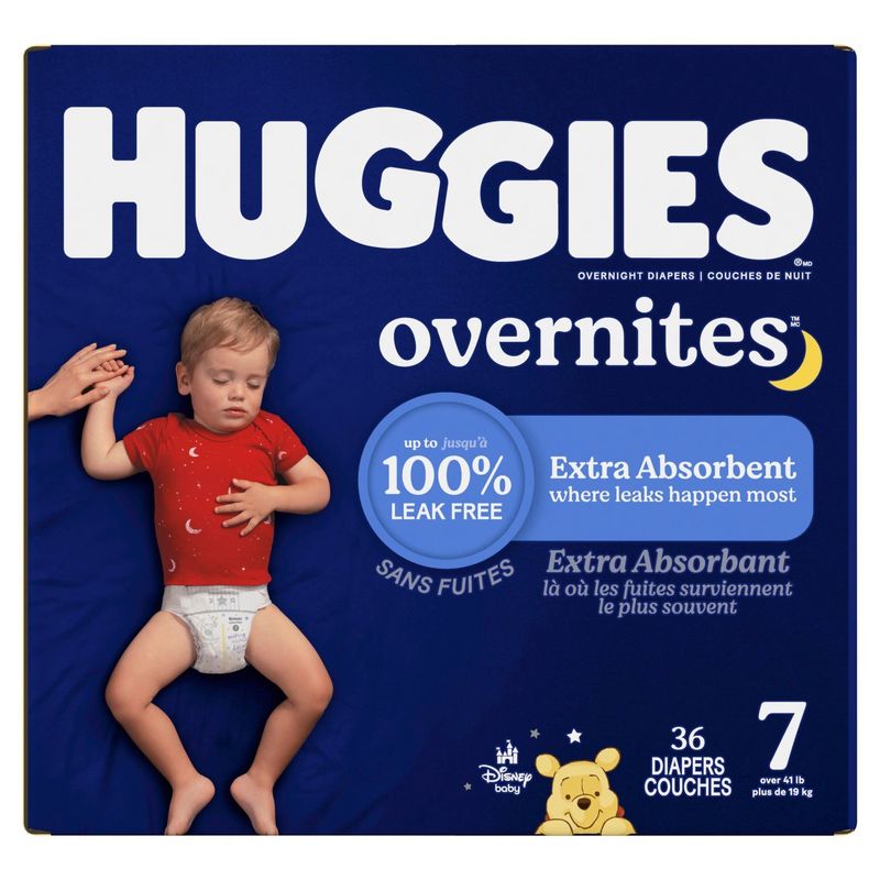 Huggies Overnites Disney Baby Overnight Diapers, Size 7, Over 41 lb, 36 count