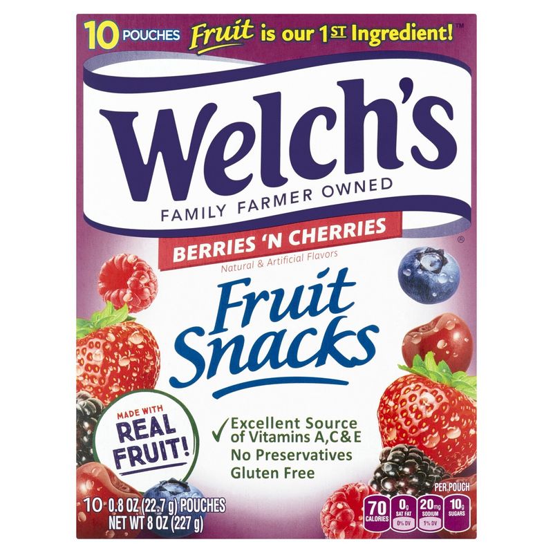Welch's Berries 'n Cherries Fruit Snacks, 0.8 oz, 10 count
