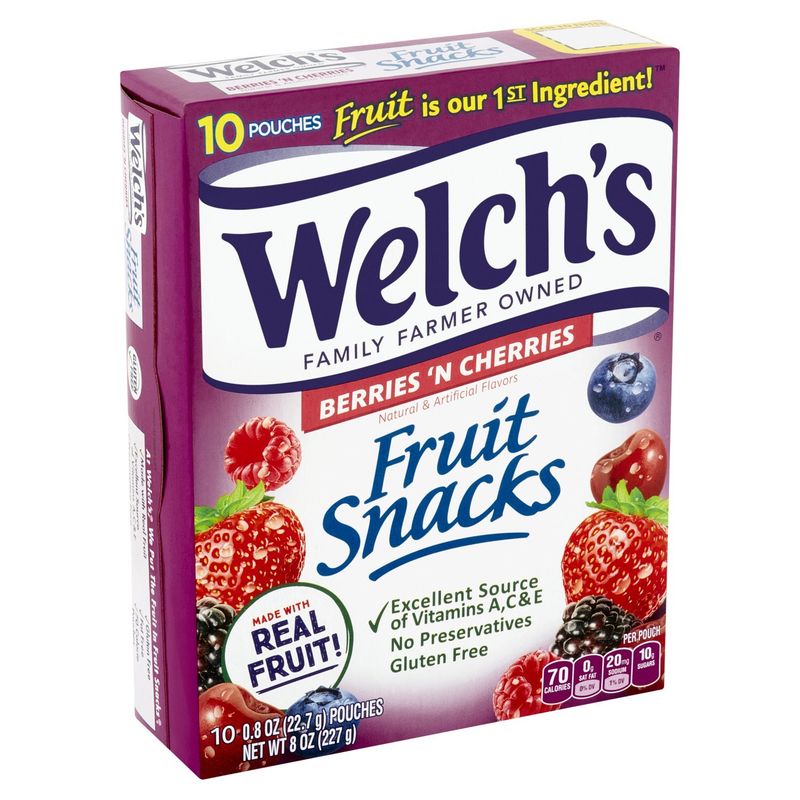 Welch's Berries 'n Cherries Fruit Snacks, 0.8 oz, 10 count