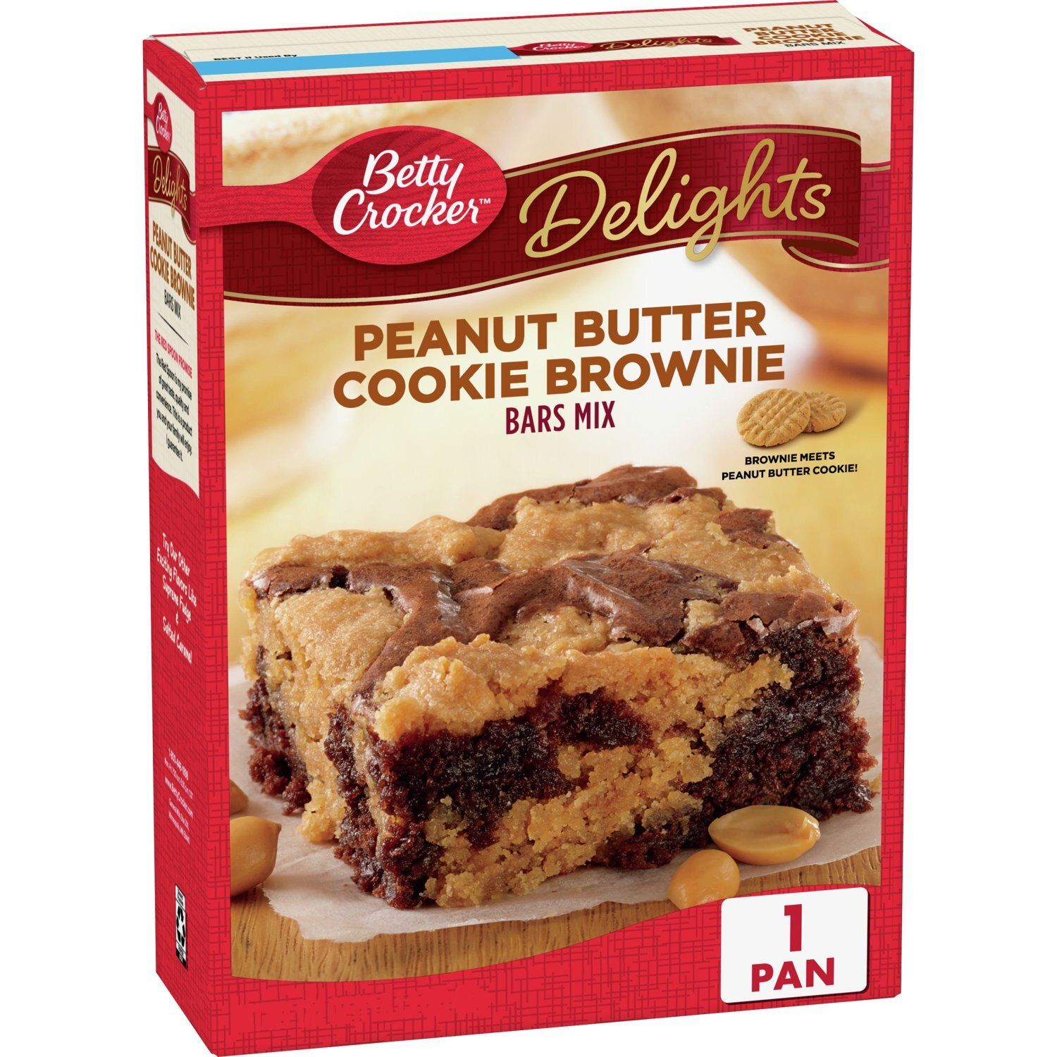 Betty Crocker Delights Peanut Butter Cookie Brownie Bars Mix, 17.2 oz