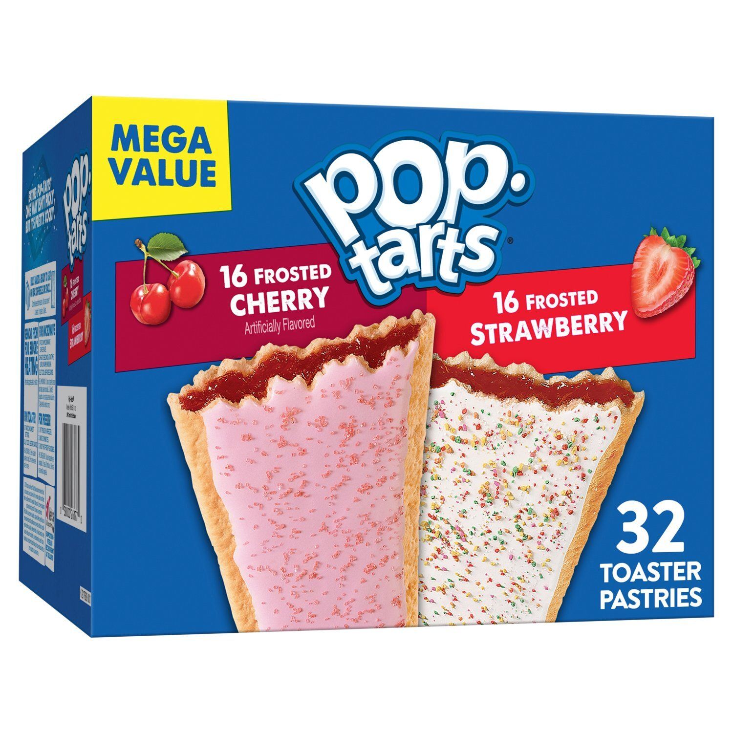 Pop-Tarts Frosted Cherry and Strawberry Toaster Pastries Mega Value, 27 oz, 32 count