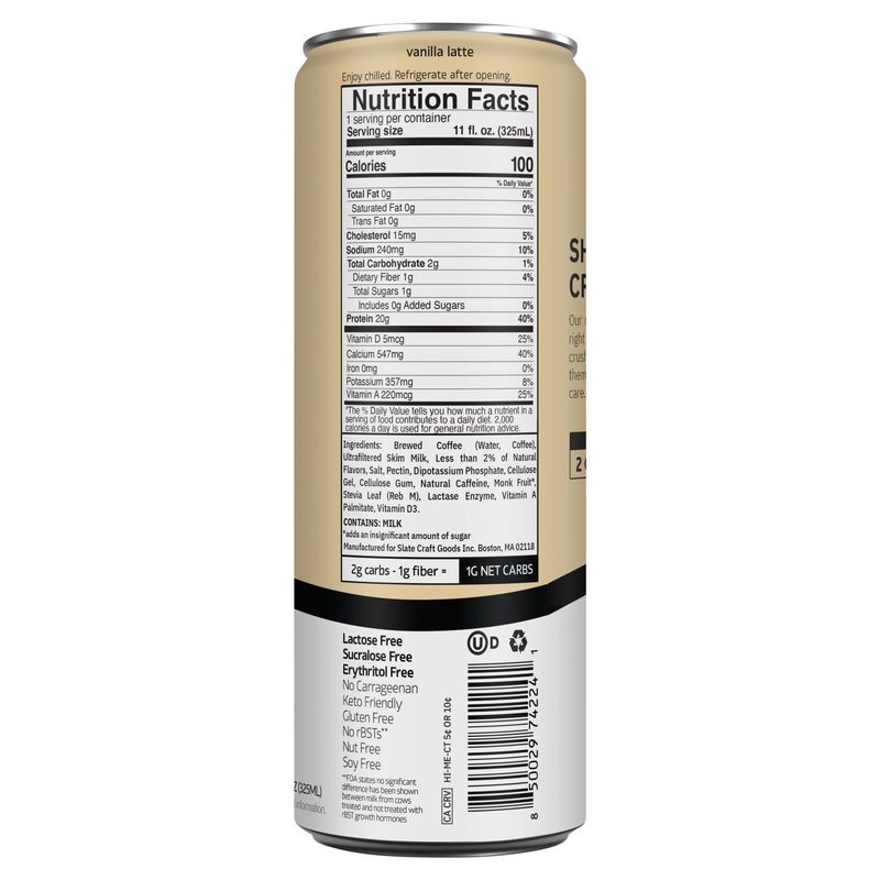 Slate Vanilla Latte High Protein Iced Coffee, 11 fl oz