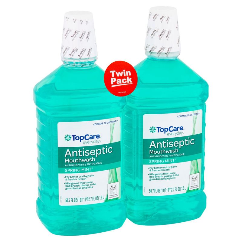 TopCare Everyday Spring Mint Antiseptic Mouthwash Twin Pack, 50.7 fl oz