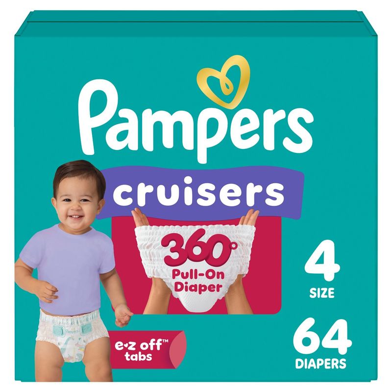 Pampers Cruisers 360° Pull-On Diaper, Size 4, 22-37 lb, 64 count
