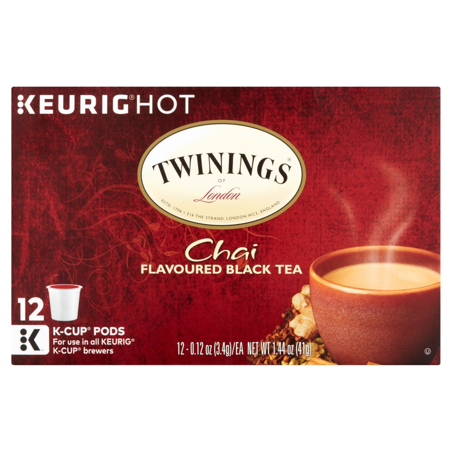 Twinings of London Chai Flavoured Black Tea, 0.12 oz, 12 count
