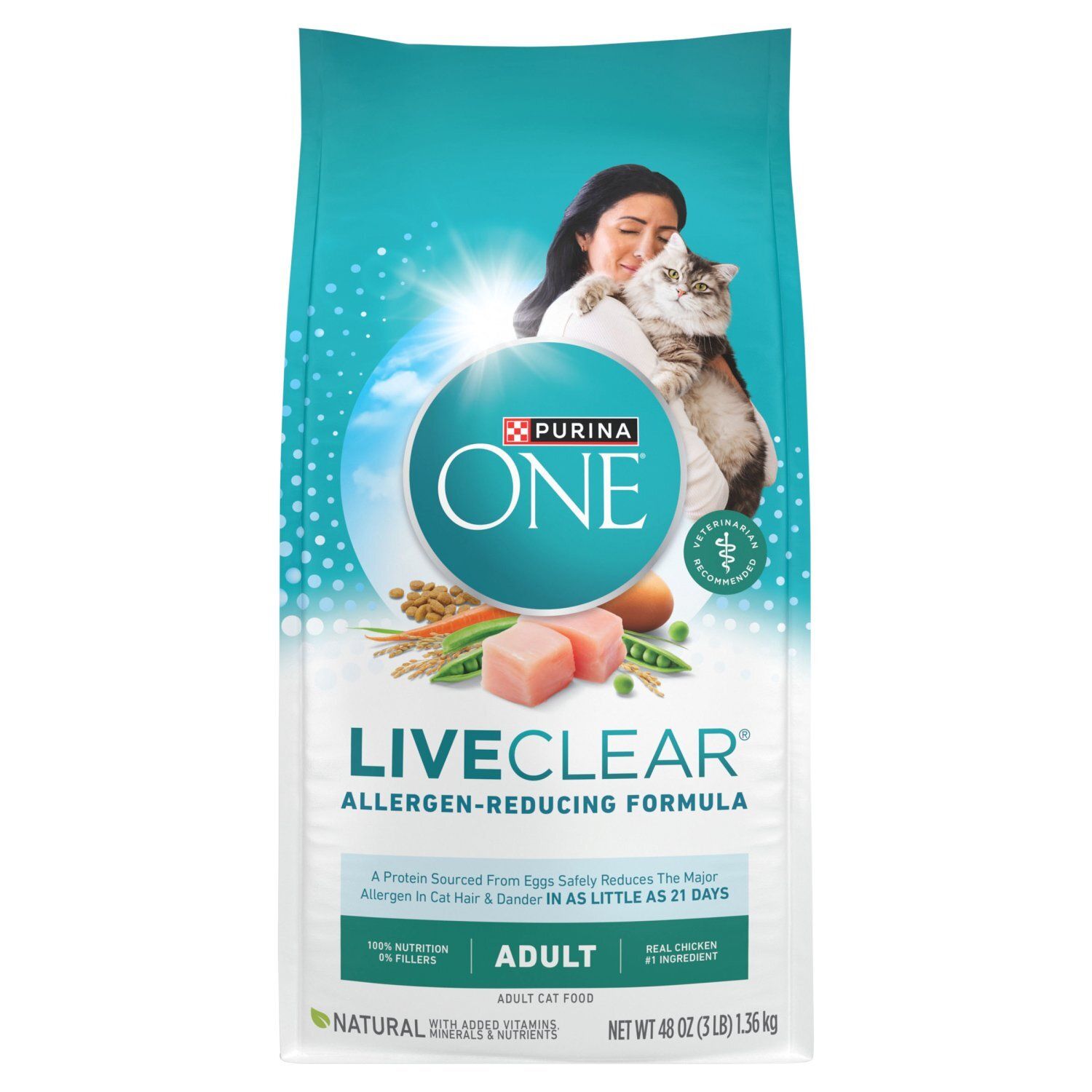 Purina ONE LiveClear Allergen-Reducing Formula Adult Cat Food, 48 oz