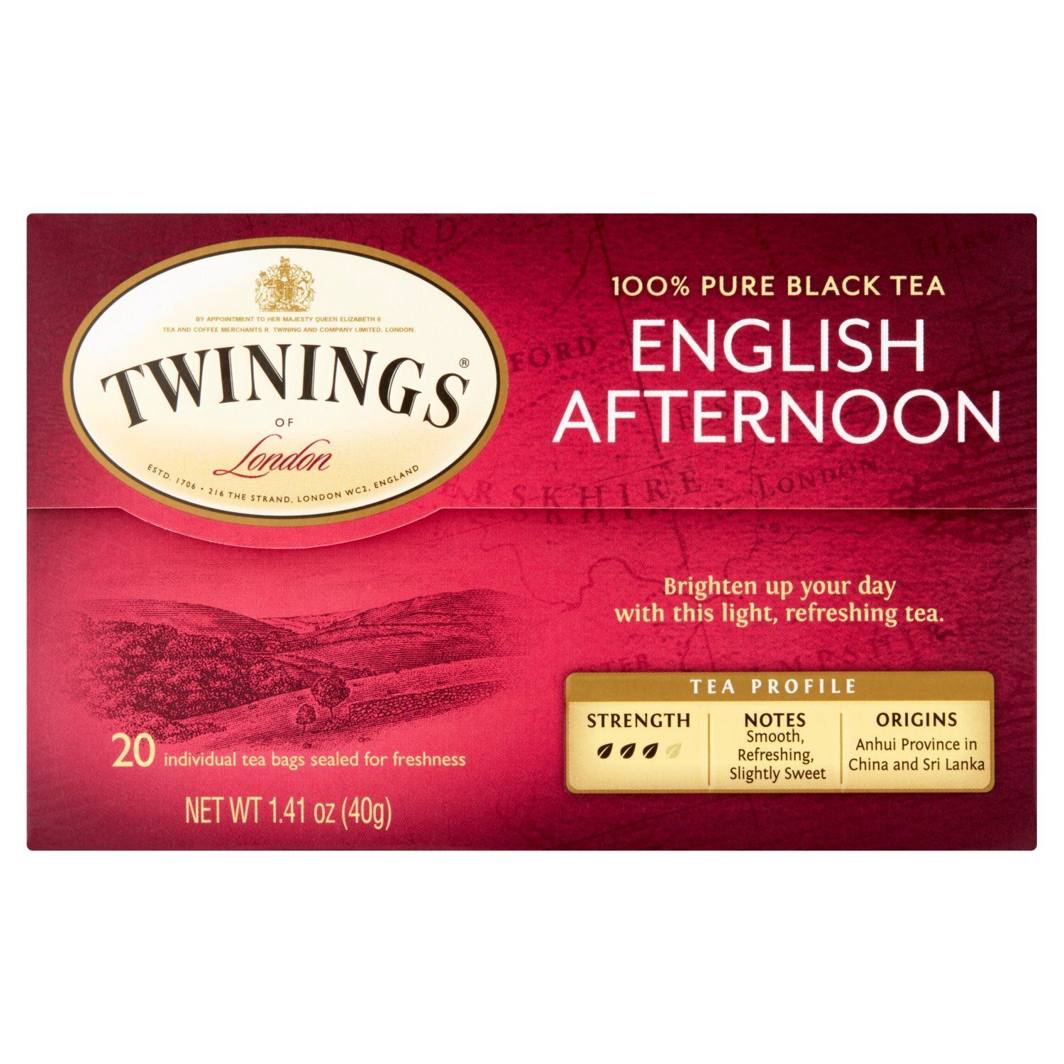 Twinings English Afternoon Pure Black Tea Bags, 20 count, 1.41 oz