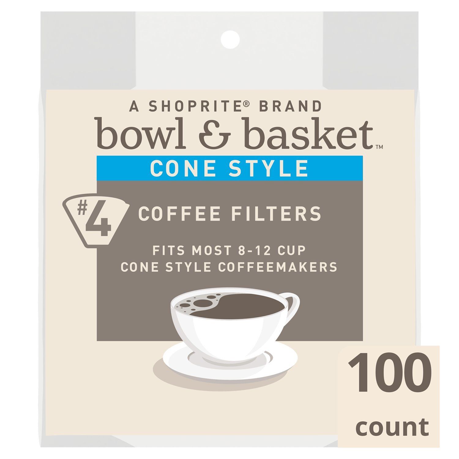 Bowl &amp; Basket #4 Cone Style Coffee Filters, 100 count