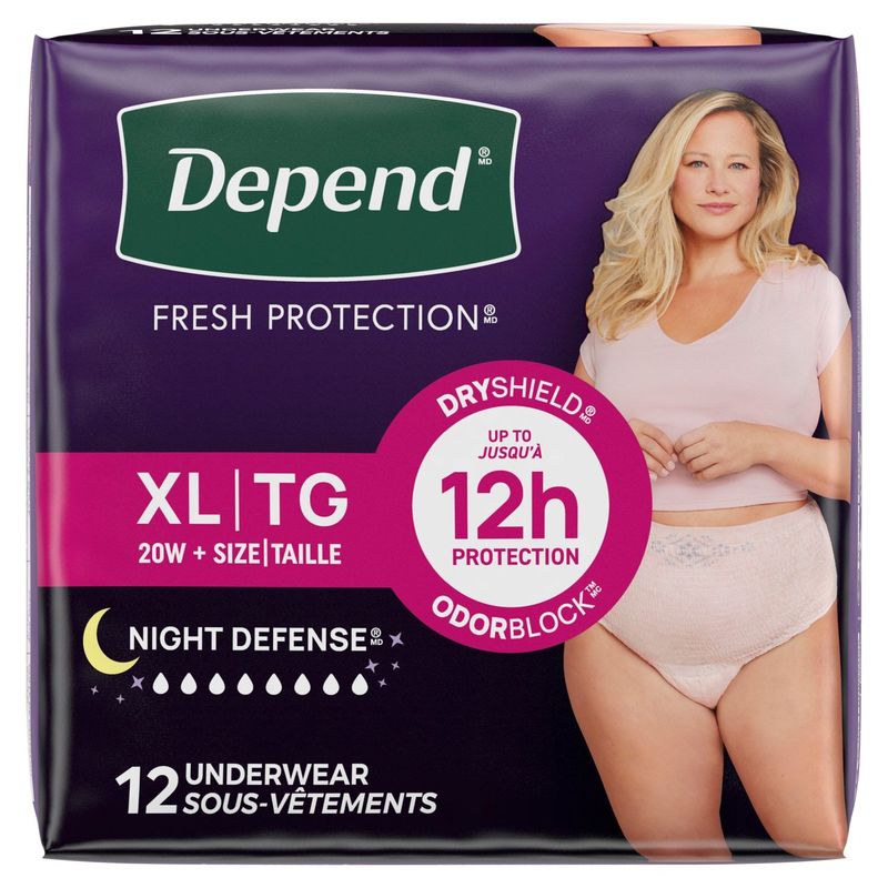 Depend Night Defense Fresh Protection Underwear, Size XL, 12 count