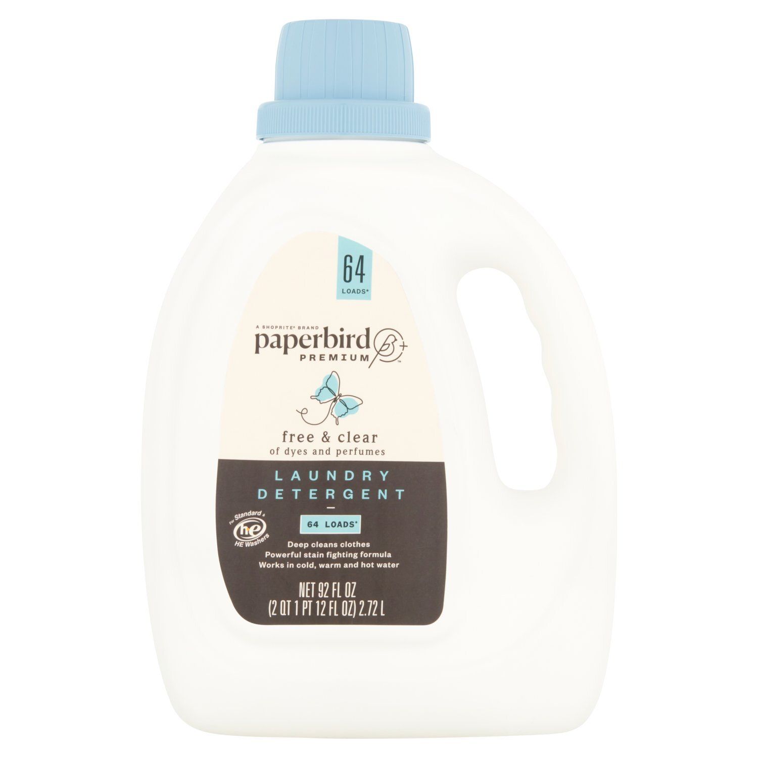 Paperbird Premium Free &amp; Clear Laundry Detergent, 92 fl oz