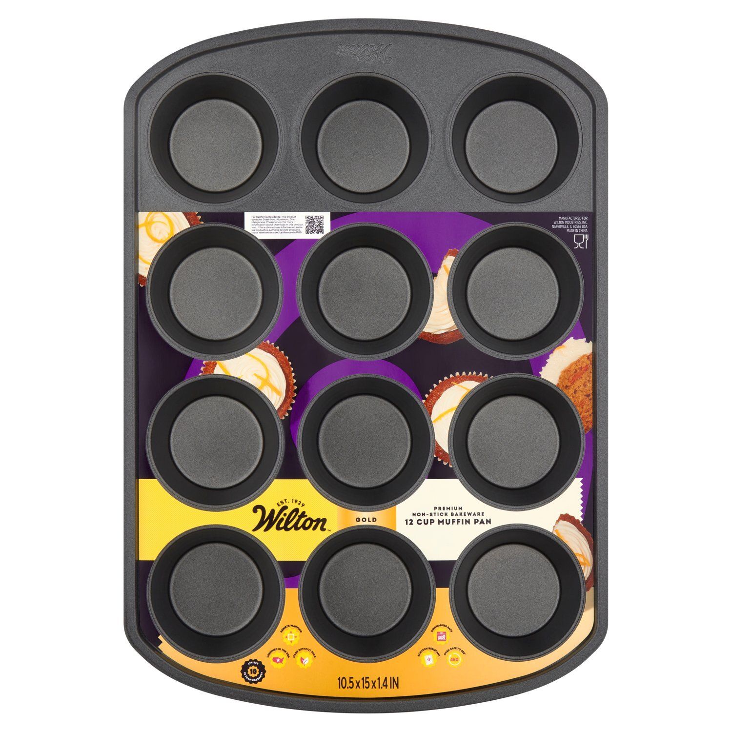 Wilton Gold Premium Non-Stick Bakeware 10.5x15x1.4 In 12 Cup Muffin Pan