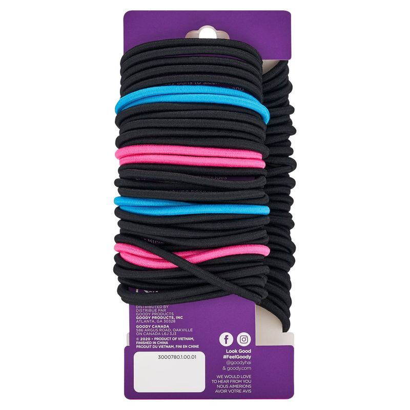 Goody Ouchless Braided Elastics Value Pack Black, 70 ct