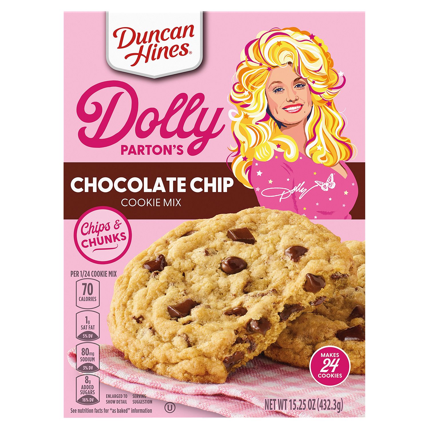 Duncan Hines Dolly Parton's Chocolate Chip Cookie Mix, 15.25 oz