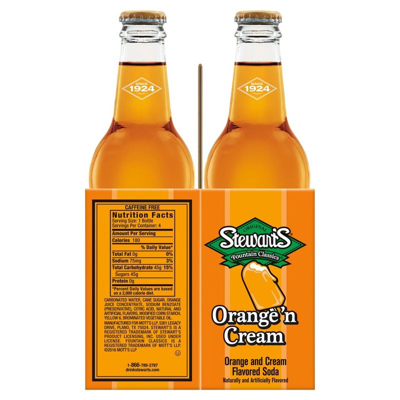 Stewart's Fountain Classics Orange and Cream Flavored Soda, 12 fl oz, 4 count