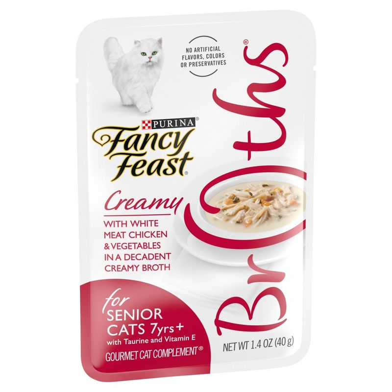 Purina Fancy Feast Broths Creamy Gourmet Cat Complement, for Senior Cats 7yrs+, 1.4 oz