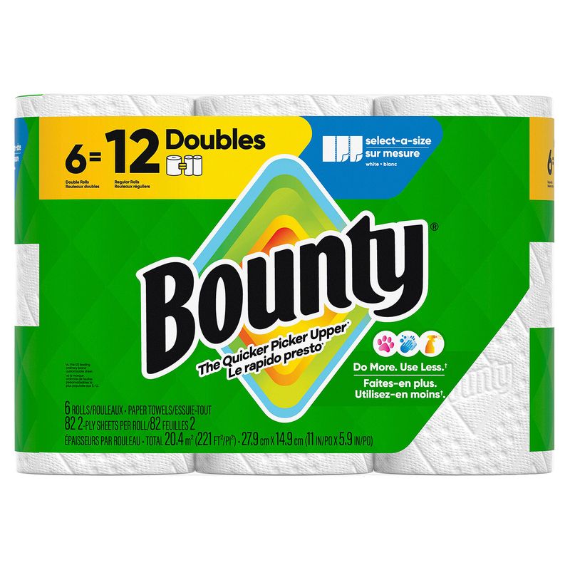 Bounty Doubles Paper Towel Rolls, 6 count