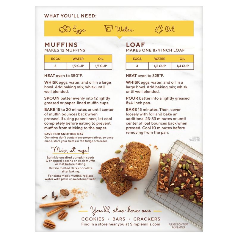 Simple Mills Almond Flour Pumpkin Muffin &amp; Bread Baking Mix, 9.0 oz