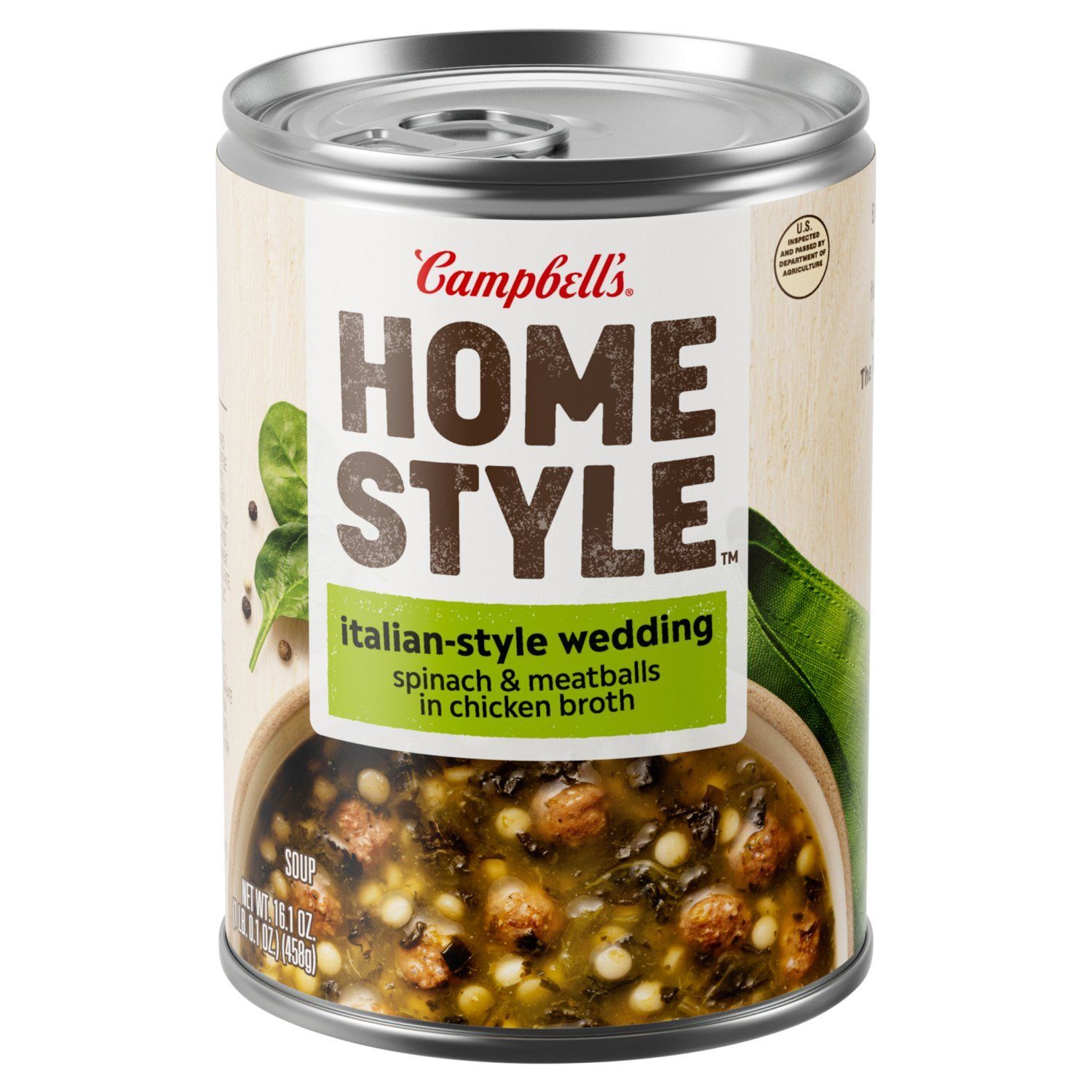 Campbell's Homestyle Italian-Style Wedding Spinach &amp; Meatballs in Chicken Broth Soup, 16.1 oz