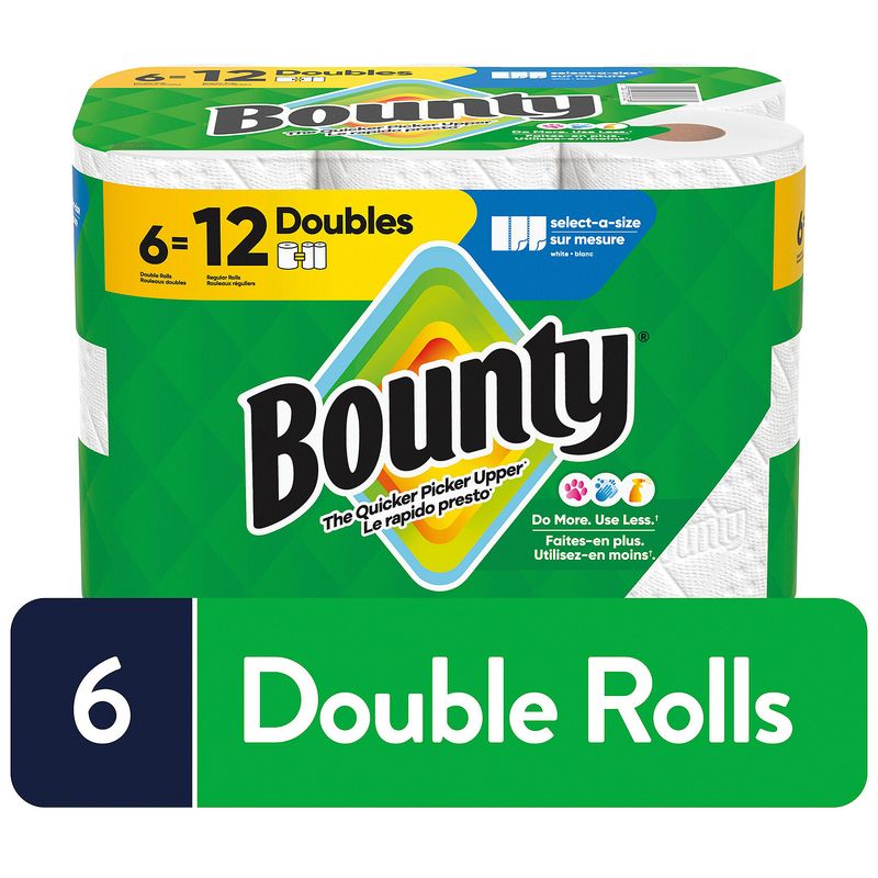 Bounty Doubles Paper Towel Rolls, 6 count